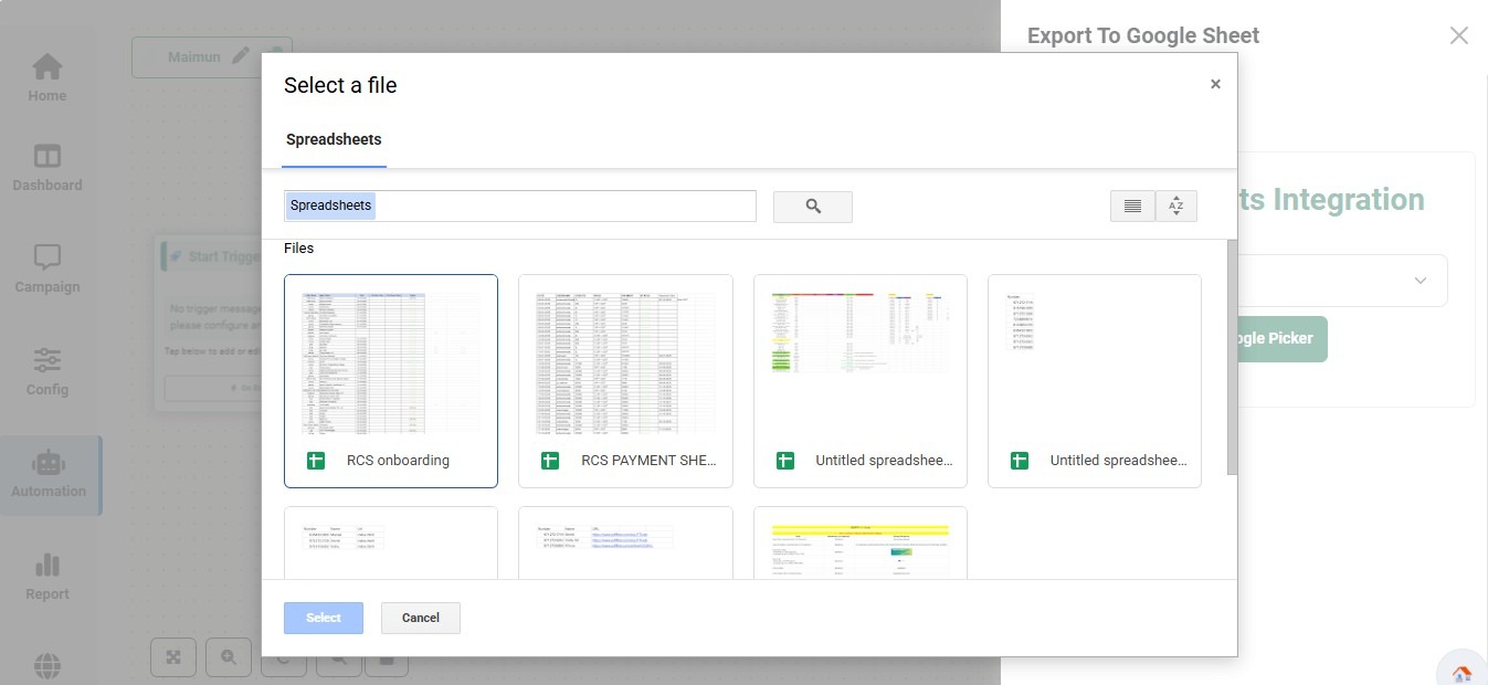 Google Sheet Export